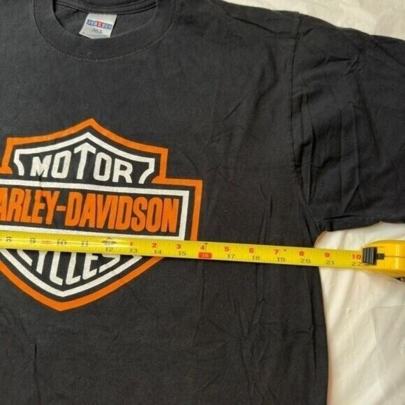 Jerzees Harley Davidson Black Tee Shirt Spain Double Sided Biker Grunge Sz L - Picture 4 of 7